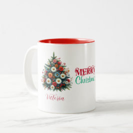 Daisy Blume Weihnachtsbaum Frohe Weihnachtsnamen Zweifarbige Tasse