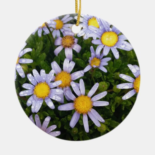 Daisy-Blume, weißgelbe Blume, Naturmilch Keramik Ornament (Vorne)