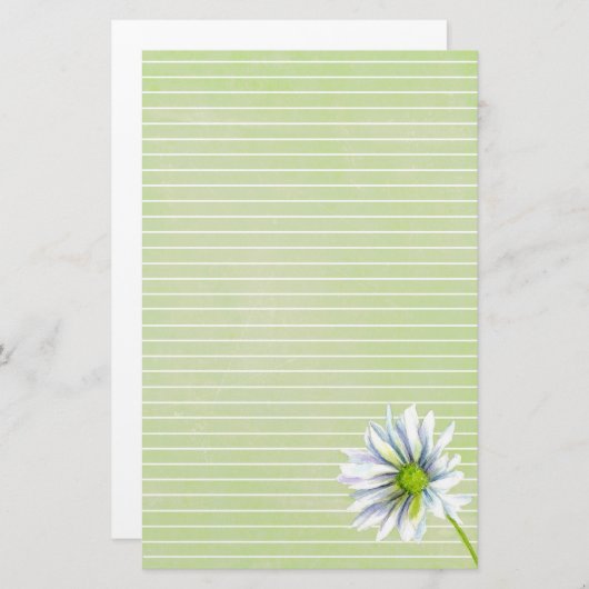 Daisy Blume White Lined Sage Green Briefpapier (Vorne/Hinten)