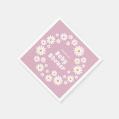 Daisy Blume Wreath Pink Groovy Retro Babydusche Serviette (Ecke)