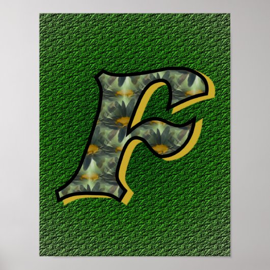 Daisy-Blumen-Kunst-Monogramm-Initiale F  Poster (Vorne)