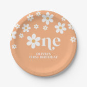 Daisy Blumenapricot 1. Geburtstag Pappteller (Vorderseite)