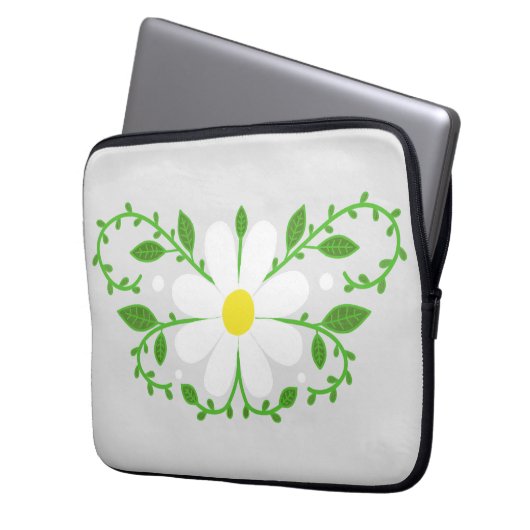 Daisy-Blumenmuster Laptopschutzhülle (Vorderseite Links)
