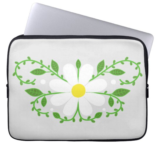 Daisy-Blumenmuster Laptopschutzhülle (Vorderseite)