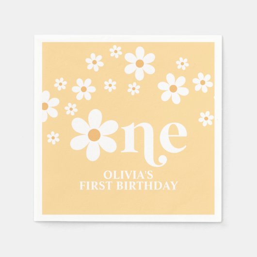 Daisy Blumenzwiebeln 1. Geburtstagsnapkins Serviette (Vorderseite)