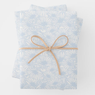 Daisy Blüten - Puderblau Geschenkpapier Set