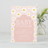 Daisy Boho Baby in Bloom Pink Babydusche Einladung (Stehend Vorderseite)