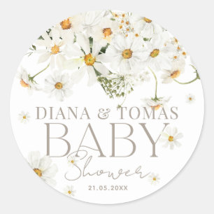 Daisy Boho Baby in Blütendusche Runder Aufkleber