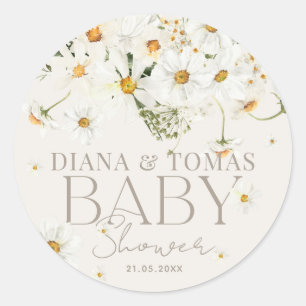 Daisy Boho Baby in Blütendusche Runder Aufkleber
