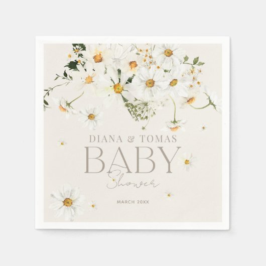 Daisy Boho Baby in Blütendusche Serviette (Vorderseite)