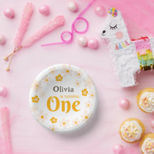 Daisy Boho Floral 1. Geburtstag Pappteller