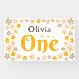 Daisy Boho Floral 1. Geburtstag Party Banner