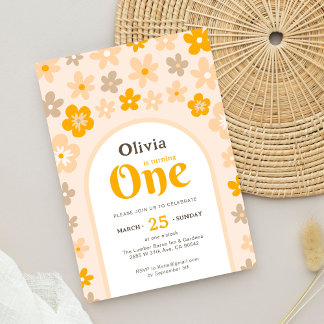 Daisy Boho Floral 1. Geburtstag Party Einladung