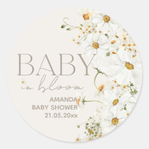 Daisy Boho Wildblume Baby in Bloom Shower Classic Runder Aufkleber