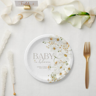 Daisy Boho Wildblume Baby in Blütendusche Pappteller