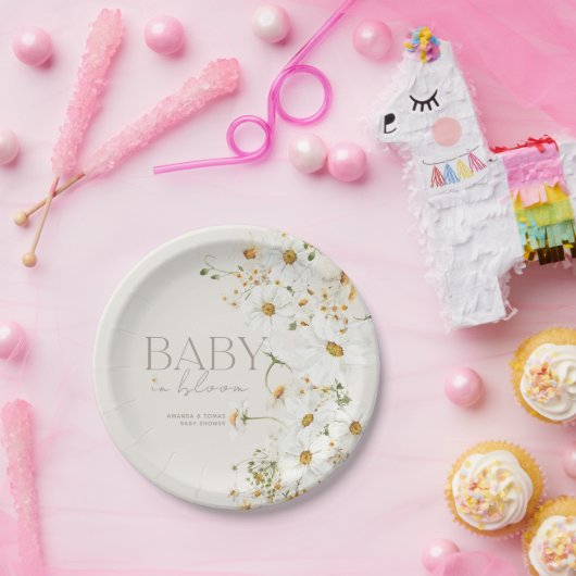 Daisy Boho Wildblume Baby in Blütendusche Pappteller (Party)