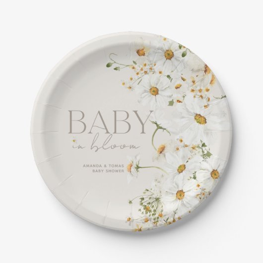 Daisy Boho Wildblume Baby in Blütendusche Pappteller (Vorderseite)