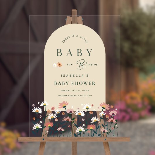 Daisy Boho Wildblume Baby in Blütendusche Willkomm Acrylschild