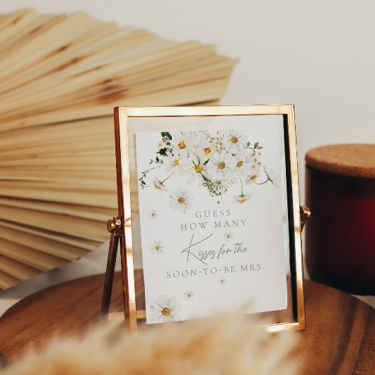 Daisy Boho Wildblume Modern Bridal Kisses Game Poster