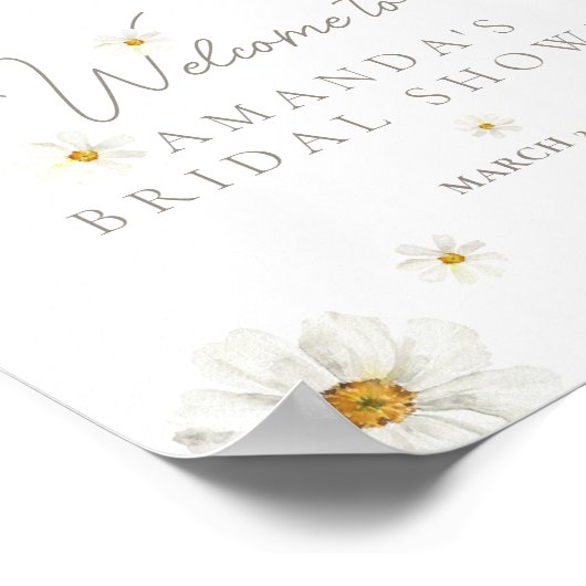 Daisy Boho Wildblume Moderne Bridal Willkommen Poster (Ecke)