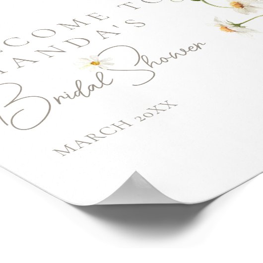 Daisy Boho Wildblume Moderne Bridal Willkommen Poster (Ecke)