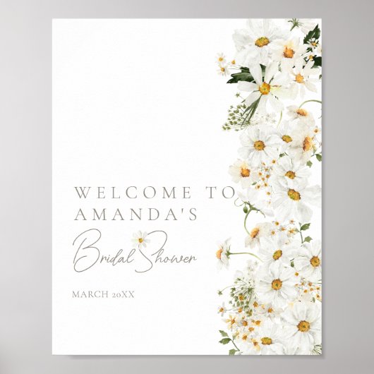 Daisy Boho Wildblume Moderne Bridal Willkommen Poster (Vorne)