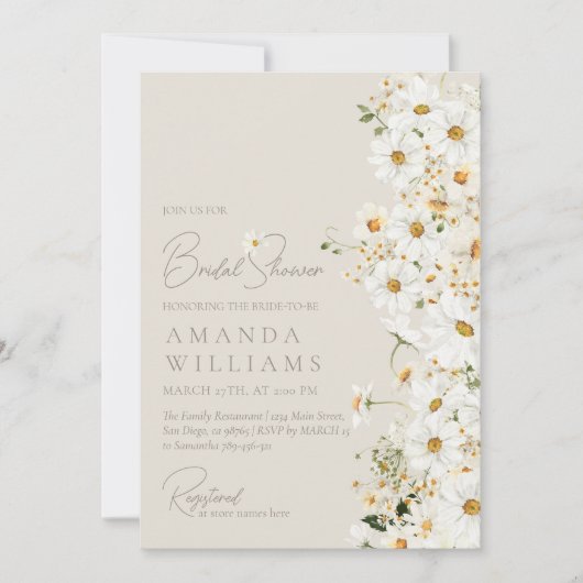 Daisy Boho Wildblume Modernes Brautparty Einladung (Vorderseite)