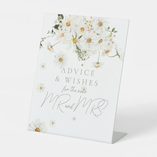 Daisy Boho Wildblume Modernes Bridal Advice Game Sockelschild (Vorderseite)