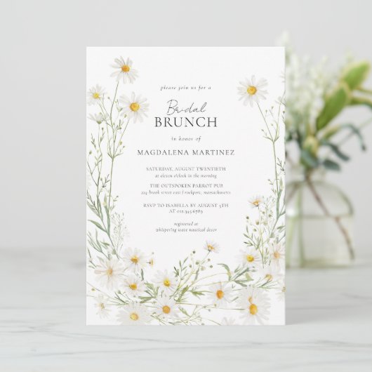 Daisy Boho Wildblume Rustic Bridal Brunch Einladung (Stehend Vorderseite)
