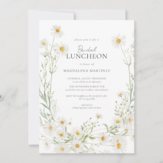 Daisy Boho Wildblume Rustic Bridal Luncheon Einladung (Vorderseite)