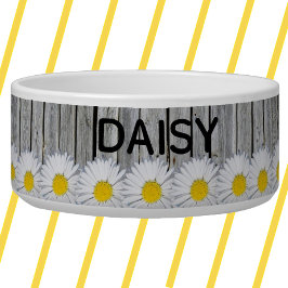 Daisy Border Rustic Weathered Old Wood personalisi Napf