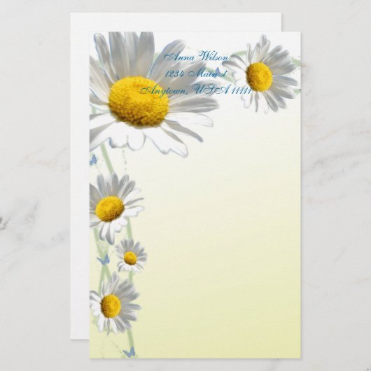 Daisy Border Stationery Briefpapier (Vorne/Hinten)