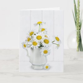 Daisy-Bouquet aus weiß gekalktem Holz Karte