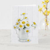 Daisy-Bouquet aus weiß gekalktem Holz Karte (Gelbe Blume)