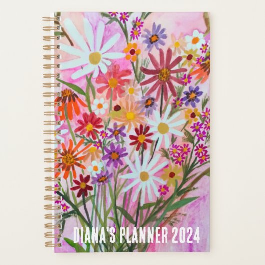 Daisy Bouquet Blume Blooms Floral Pink CUSTOM Planer (Vorderseite)