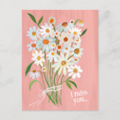Daisy Bouquet handbemalt Gouache Miss You Sweet Postkarte (Vorderseite)
