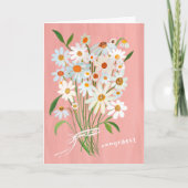 Daisy Bouquet Handpainpainted Gouache Herzlichen G Karte (Vorderseite)
