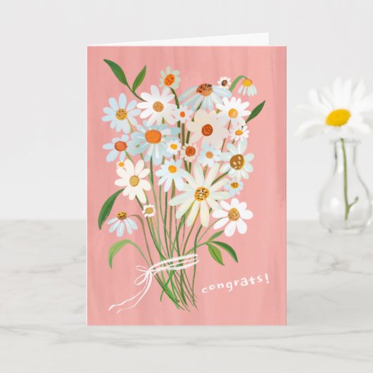Daisy Bouquet Handpainpainted Gouache Herzlichen G Karte (Kleine Pflanze)