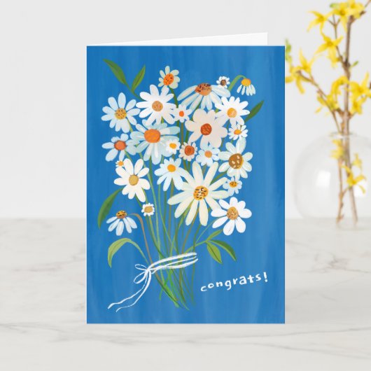 Daisy Bouquet Handpainpainted Gouache Herzlichen G Karte (Gelbe Blume)