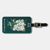 Daisy Bouquet Handpainted Gouache Custom Name Gepäckanhänger (Vorderseite horizontal)