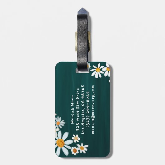 Daisy Bouquet Handpainted Gouache Custom Name Gepäckanhänger (Rückseite vertikal)
