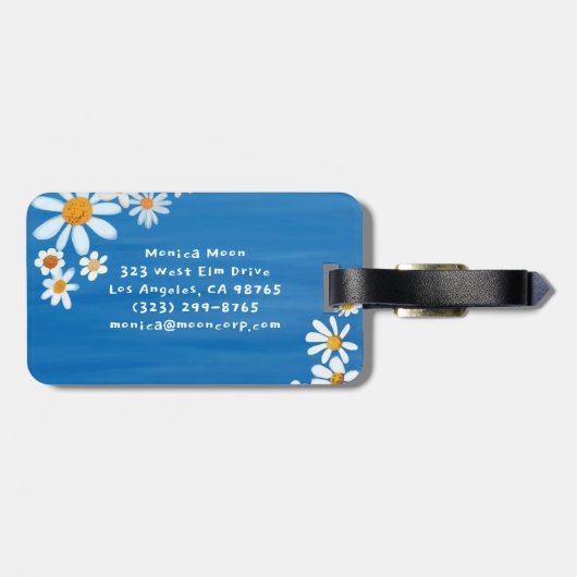 Daisy Bouquet Handpainted Gouache Custom Name Gepäckanhänger (Rückseite horizontal)