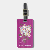 Daisy Bouquet Handpainted Gouache Custom Name Gepäckanhänger (Vorderseite vertikal)