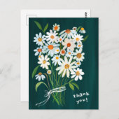 Daisy Bouquet handpainted Gouache Vielen Dank Postkarte (Vorne/Hinten)
