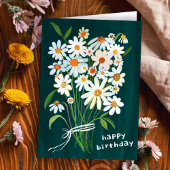 Daisy Bouquet Happy Birthday Handpainted Gouache Karte