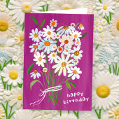 Daisy Bouquet Happy Birthday Handpainted Gouache Karte