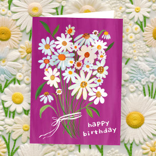 Daisy Bouquet Happy Birthday Handpainted Gouache Karte