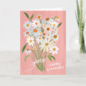 Daisy Bouquet Happy Birthday Handpainted Gouache Karte (Vorderseite)