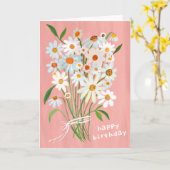 Daisy Bouquet Happy Birthday Handpainted Gouache Karte (Gelbe Blume)