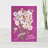 Daisy Bouquet Happy Birthday Handpainted Gouache Karte (Vorderseite)